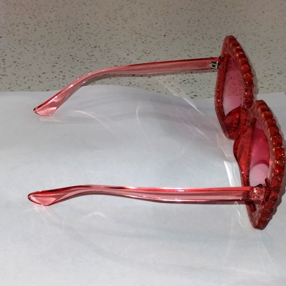 New Oversized Square Bedazzled Sunglasses - PINK (NWOT) - Picture 4 of 6